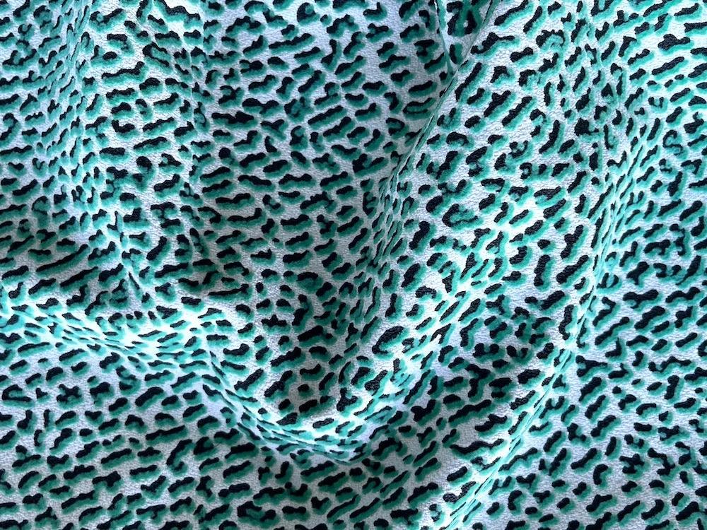 63" Panel -Minted Sea Foam Green Mock Pointillist Viscose Crepe (Made in Italy)