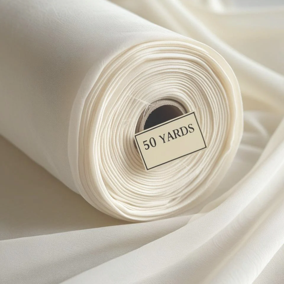 Ivory Sheer Voile Fabric Roll 50 Yard Continuous Pieces – 120” Wide | Wedding Backdrop Fabric | Free Shipping
