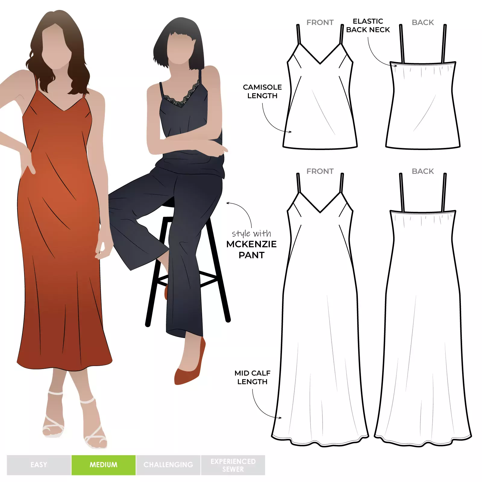 Kingsley Bias Cut Dress and Cami - Sizes 4-16