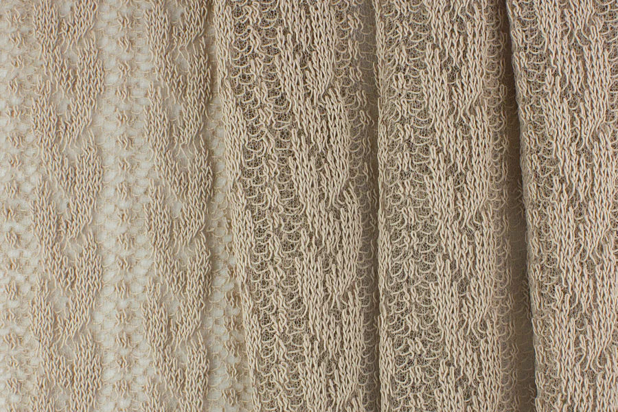 Exquisite Creamy Cappuccino Cotton & Viscose Lace Knit (Made in Italy)