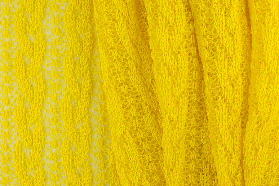 Exquisite Sunshine Yellow Cable Cotton & Viscose Lace Knit (Made in Japan)