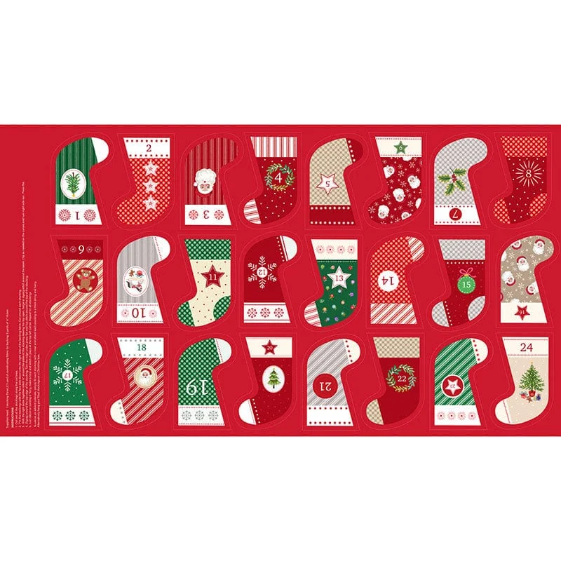 Lewis And Irene Oh Christmas Tree Mini Advent Stockings Fabric Panel C113