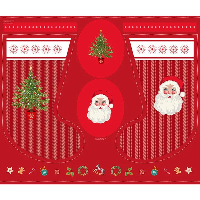 Lewis And Irene Oh Christmas Tree Santa Stocking Fabric Panel C114
