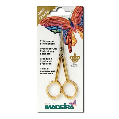 Straight Gold Plated Embroidery Scissors 12cm