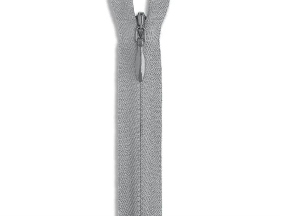 YKK Medium Grey Invisible Zipper 9"