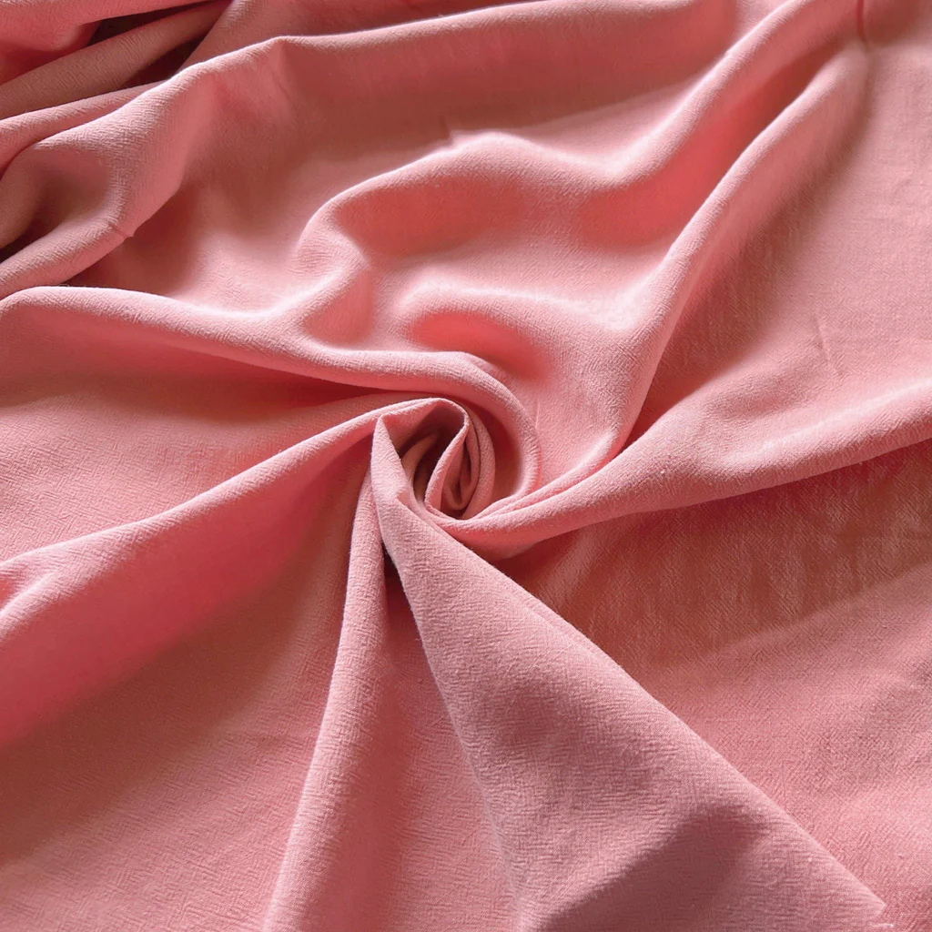 Melon Pink Viscose Linen Crepe