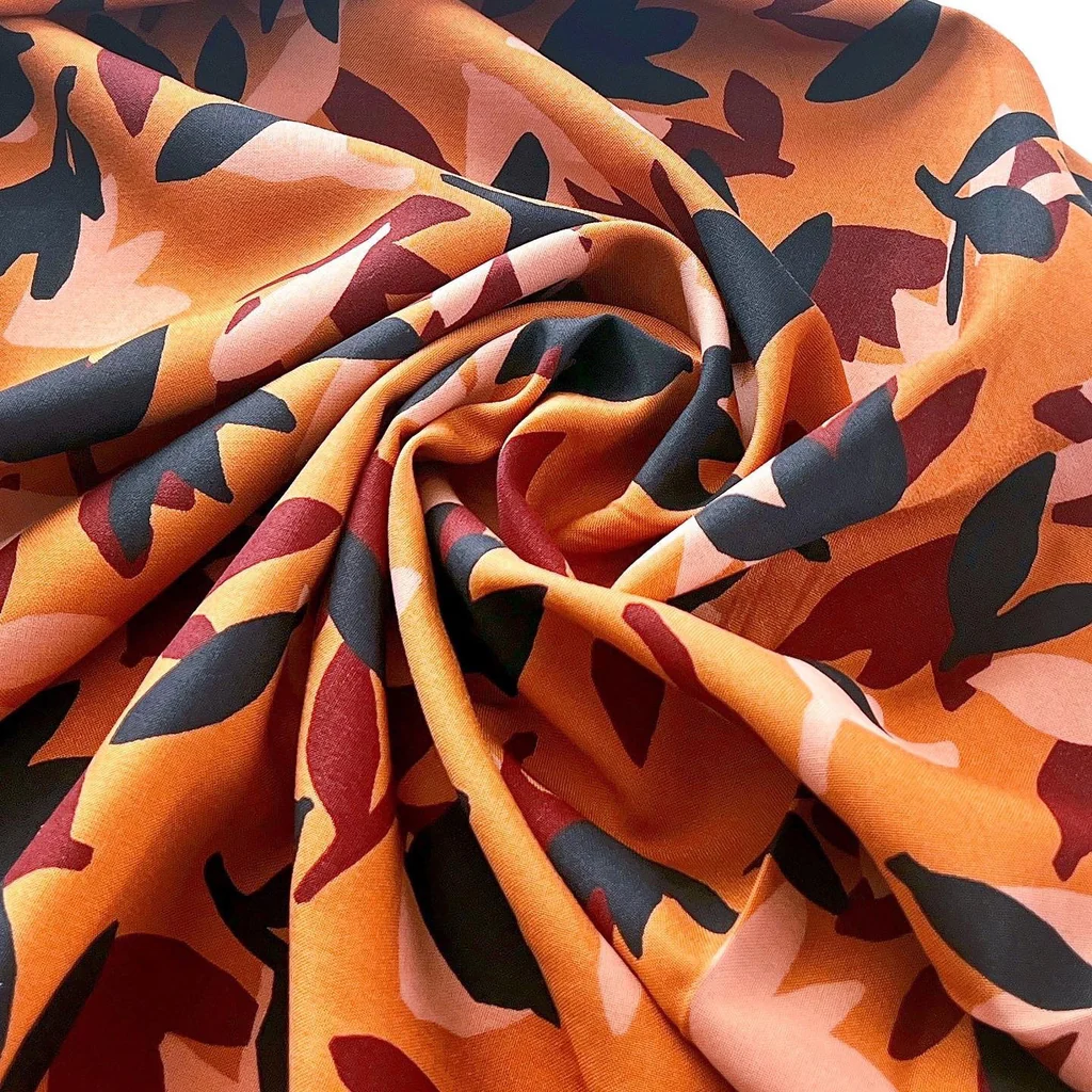 Remnant - Ochre Seraphine Crocus Print Viscose Twill - 0.54yd