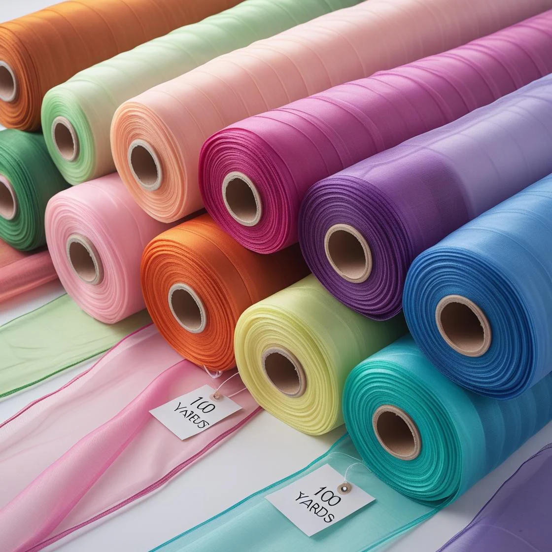 Roll of Organza Fabric 100 Yard Continuous Pieces – Sheer, Crisp & Elegant for Weddings | Free Shipping