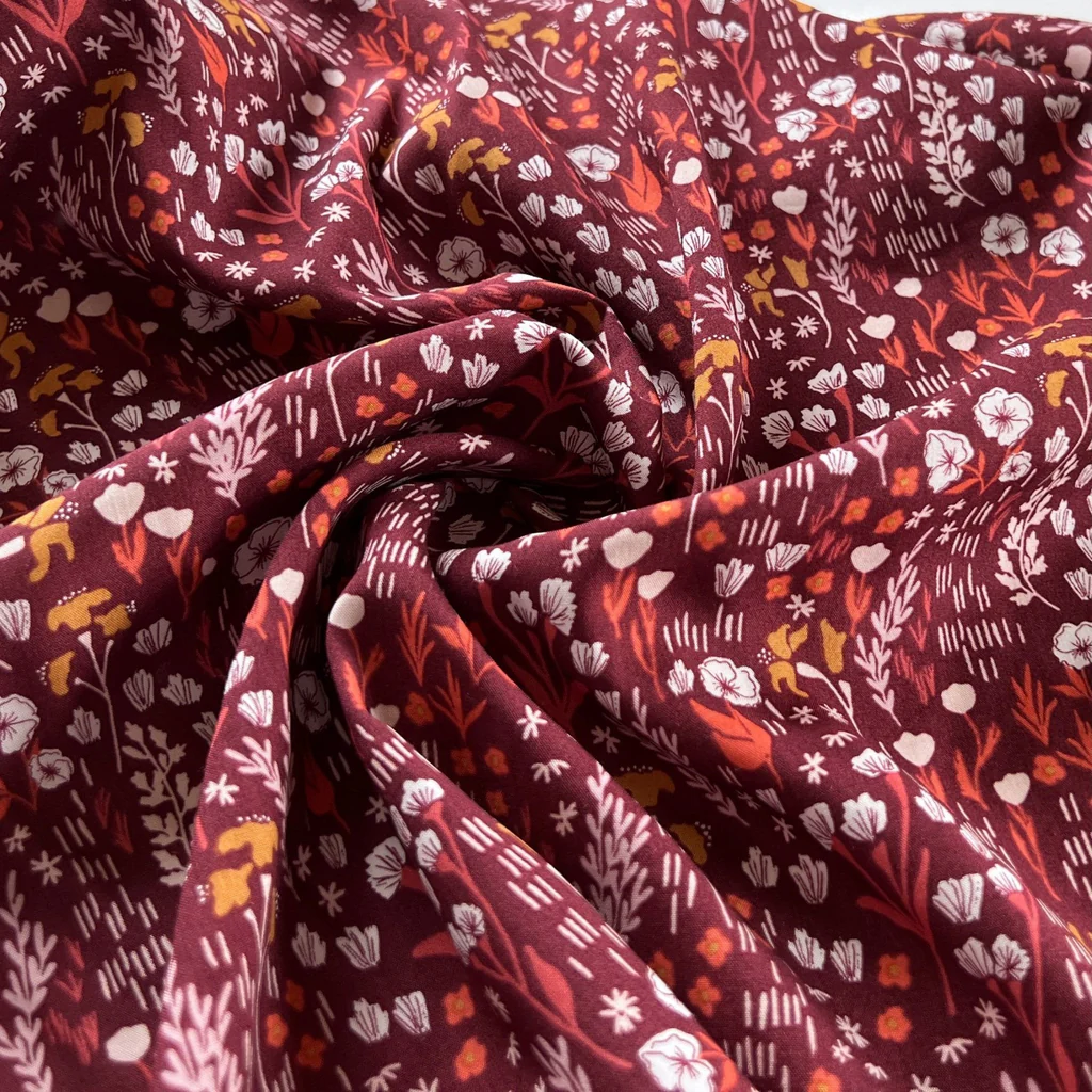 Remnant - Red Clay Isla Meadow Rayon Lawn - 1.45yd