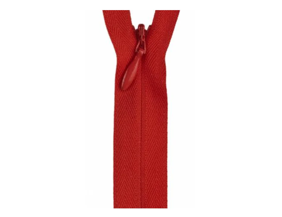 YKK Red Invisible Zipper 9"