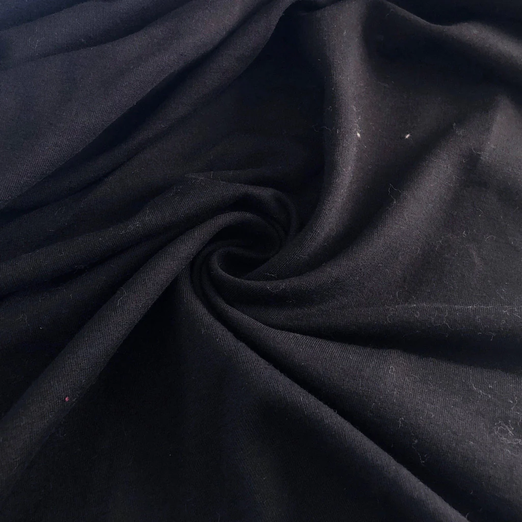 Remnant - Black Tencel Cotton Fleece - 0.95 yd - 0.95 yd