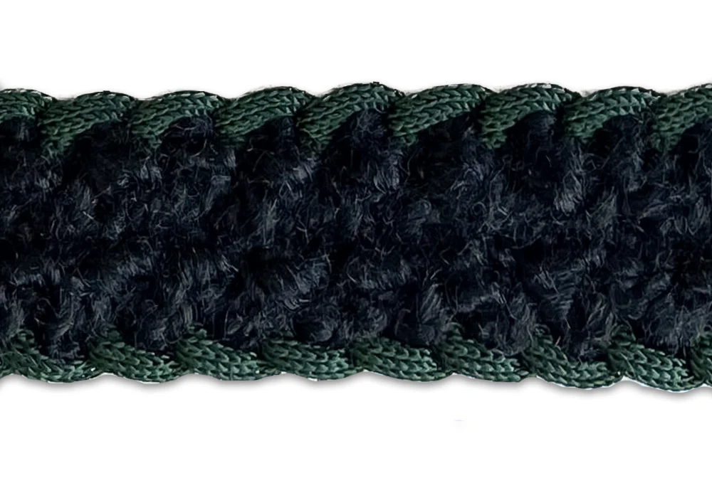 1" Forest & Onyx Textured Braided Trim (Made in France)