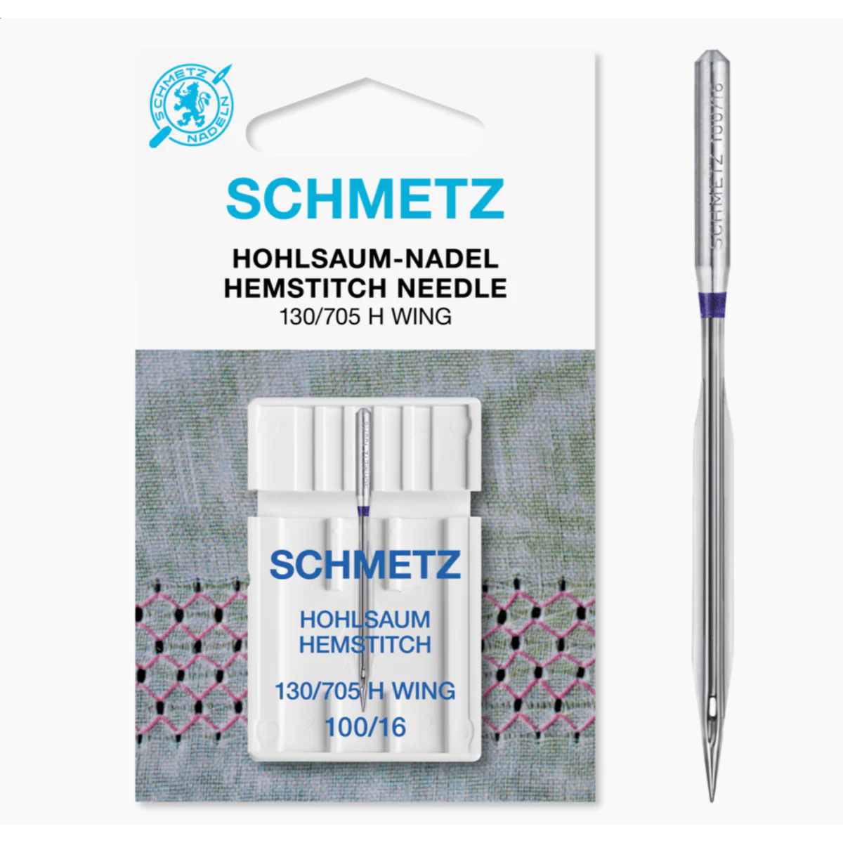 Schmetz Sewing Machine Needle Hemstitch Wing Size 100/16