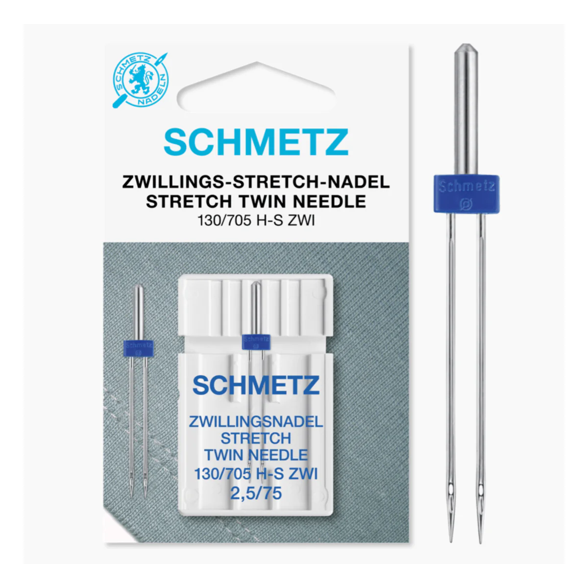 Schmetz Sewing Machine Needle Stretch Twin 2.5mm Size 75