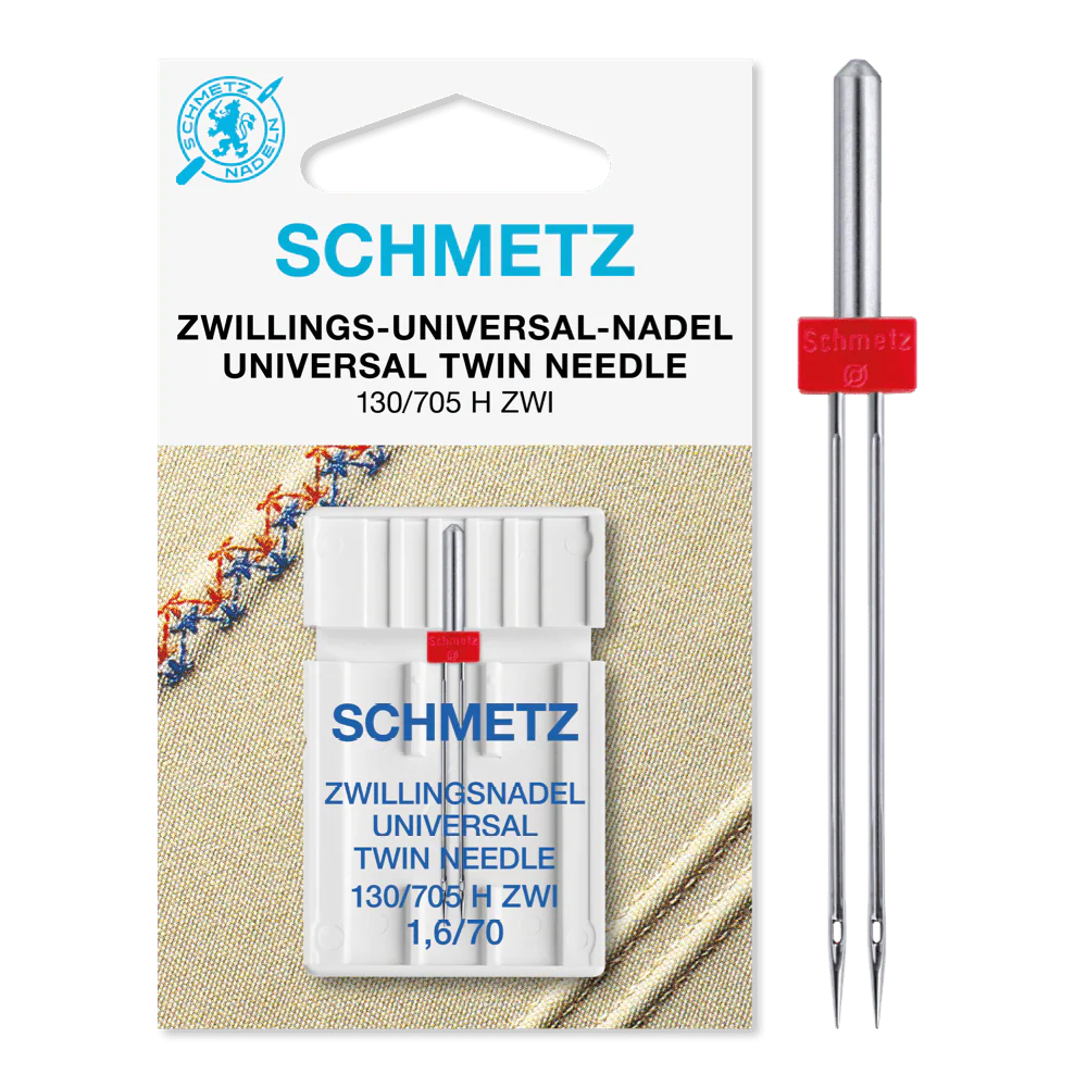 Schmetz Sewing Machine Needle: Universal Twin: Size 1.6mm / 70 (10)
