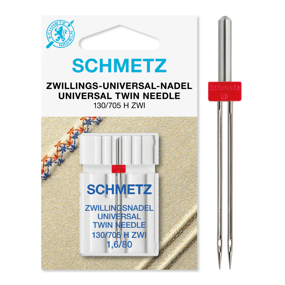 Schmetz Sewing Machine Needle: Universal Twin: Size 1.6mm / 80 (12)