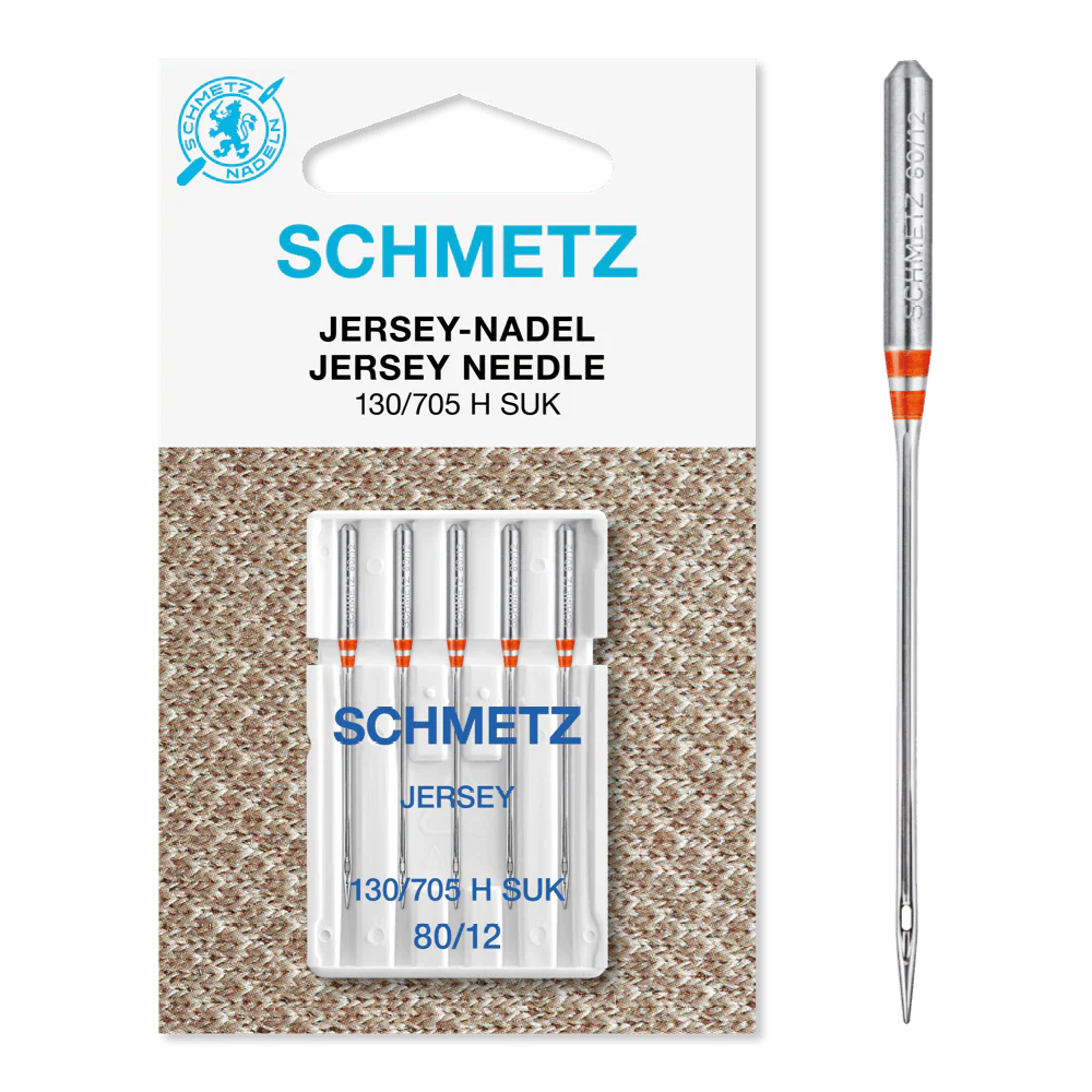 Schmetz Sewing Machine Needles: Jersey Ball Point Size 80/12. Pack of 5 needles.