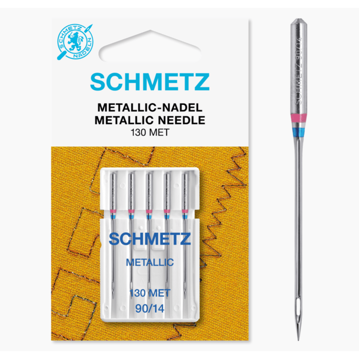 Schmetz Sewing Machine Needles Metallic Size 90/14 Pack of 5