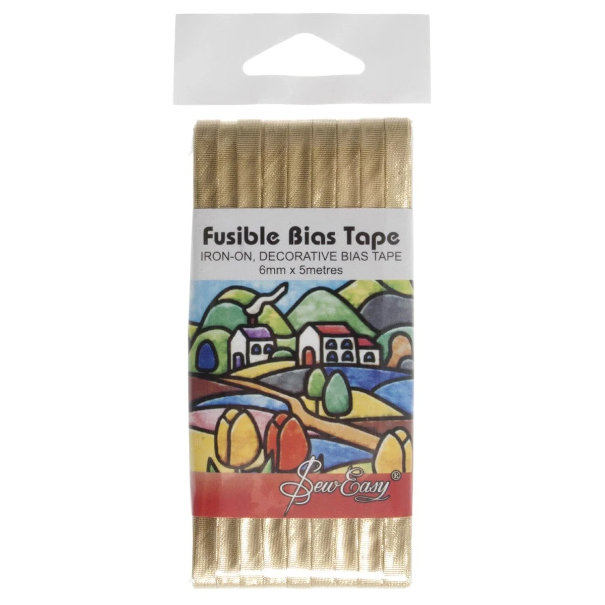 Fusible Bias Tape: 5m length x 6mm: Gold