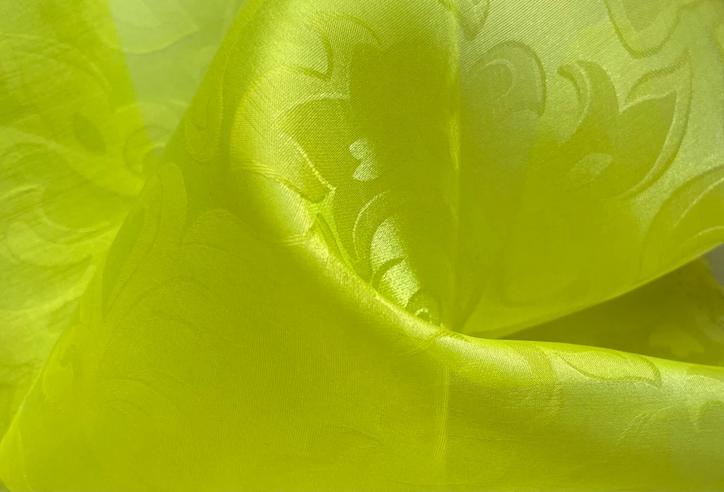 Sheer Shockingly Elegant Chartreuse Jacquard Silk Organza (Made in Italy)