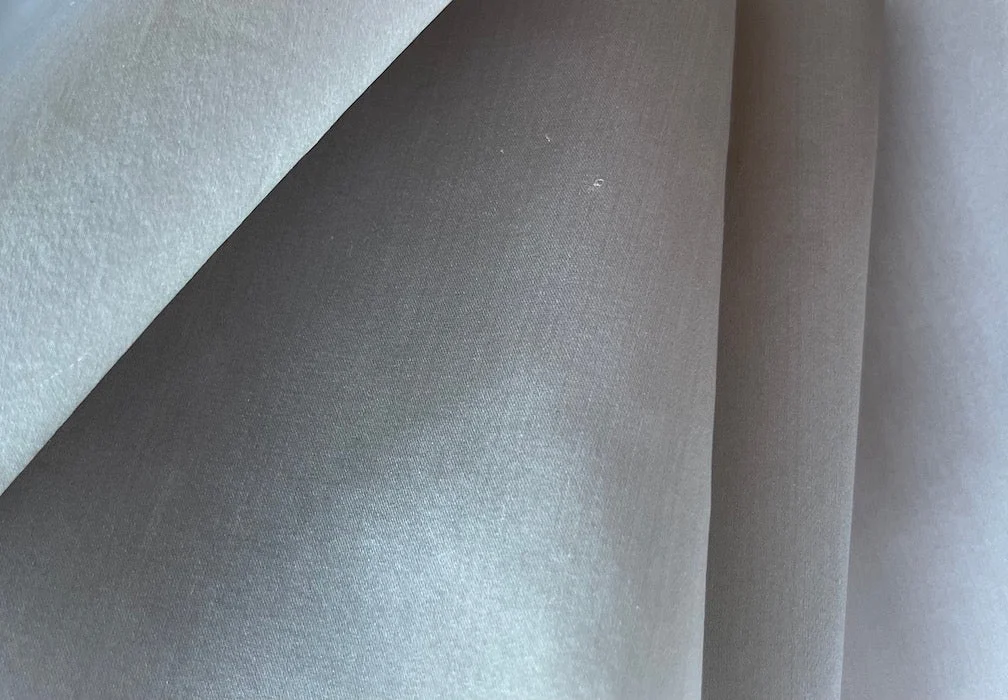 Semi-Sheer Cool Taupe Silk Satin Organza