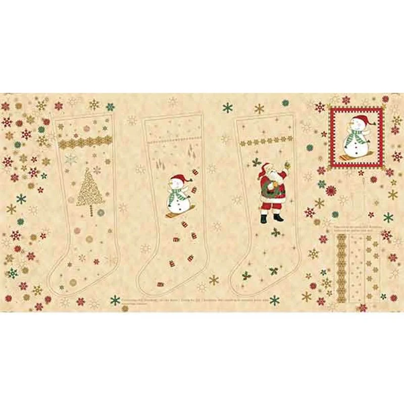 Stof Christmas Stocking Fabric Panel 4595-289 Cream