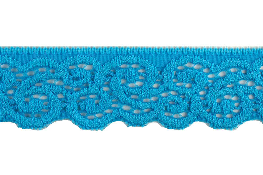 1 1/4" Blue Arabesque Stretch Edging Lace