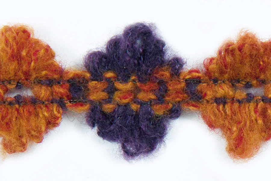 1"Plum & Burnt Orange Fuzzy Trim