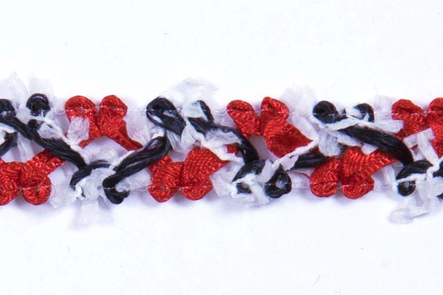 1/2"Carmine, Navy & White Gimp Trim (Made in France)
