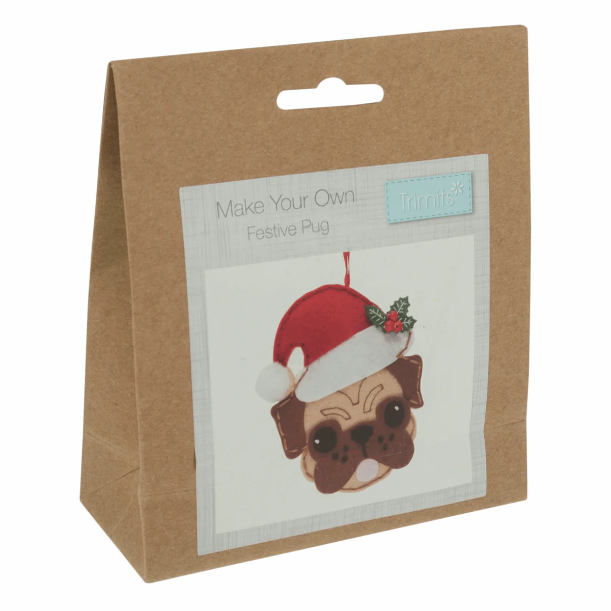 Felt Decoration Kit Pug In Santa Hat