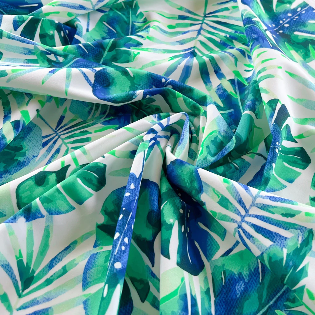Watercolor Fern Printed Swim Spandex