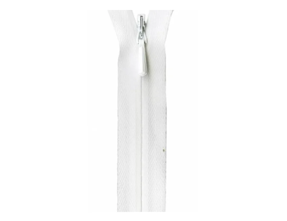 YKK White Invisible Zipper 9"