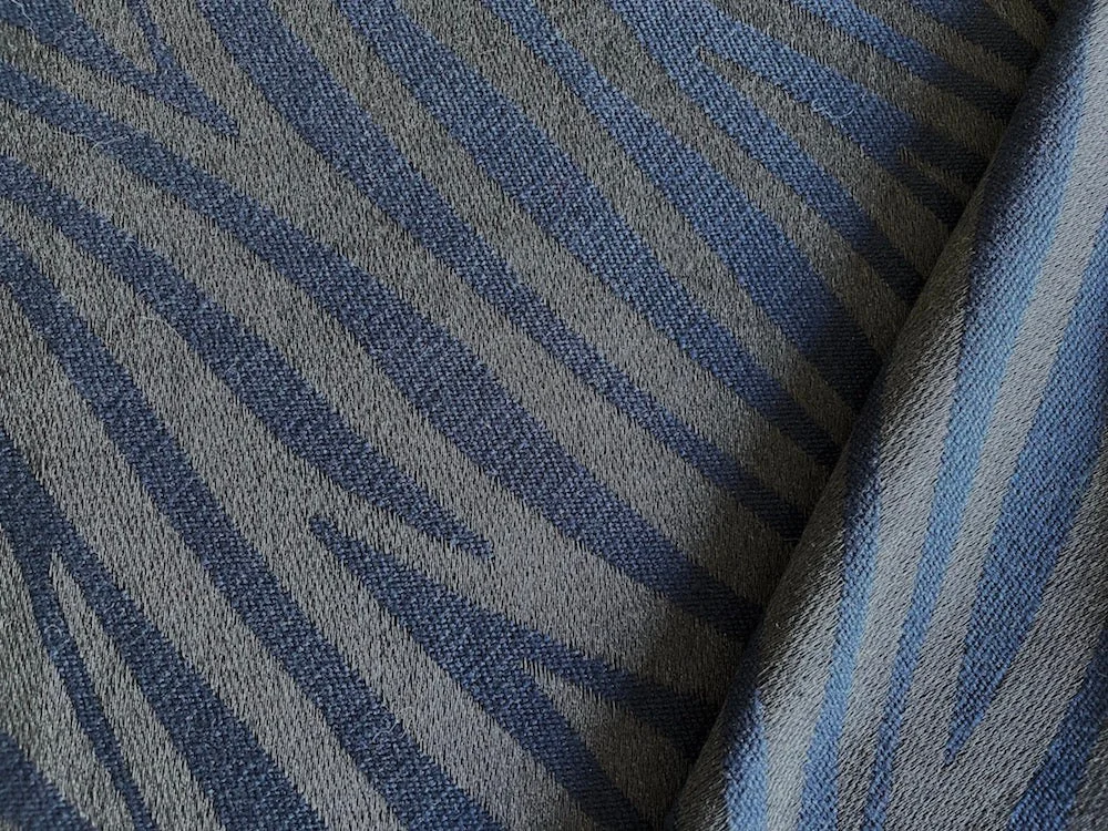 Moderne Navy & Smoke Zebra Wool Blend Twill Coating (Made in Italy)