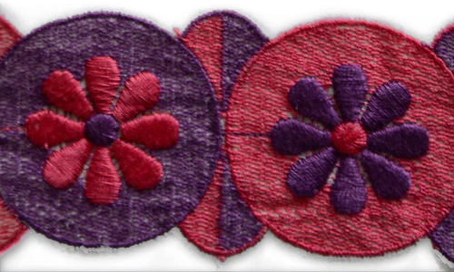 2"Bubblegum & Purple Flower Power Embroidered Trim