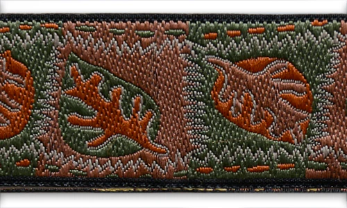 1" Rust & Laurel Autumn Leaves Woven Ribbon