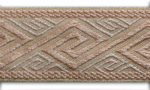 1 1/2" Blushed Peach Angled Greek Key Woven Ribbon