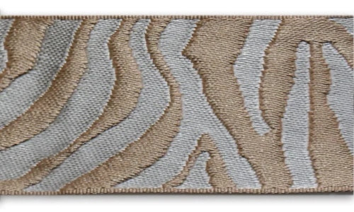 1 1/2" Beige Sand & Silvery White Zebra Woven Ribbon