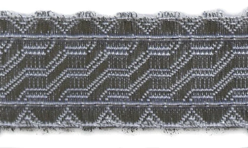 1" Silver Metallic Geometric Steps Woven Ribbon
