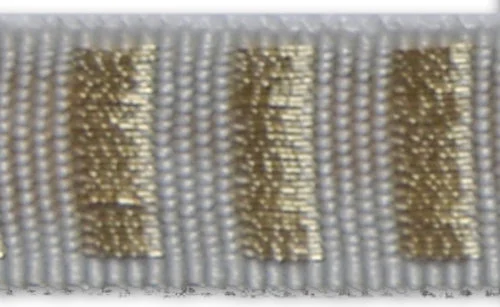 1/2" Bright Gold & White Columns Woven Ribbon