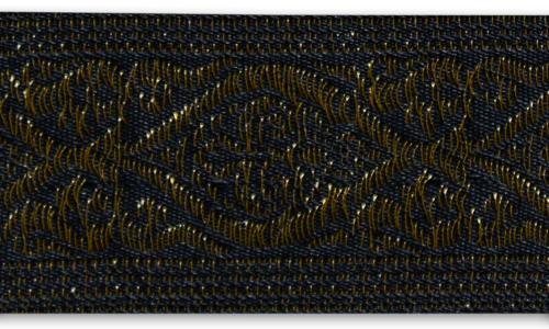 1 1/2" Metallic Antique Gold Medallions Black Woven Ribbon