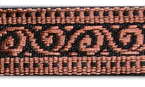 5/8" Copper Meander Black Woven Ribbon