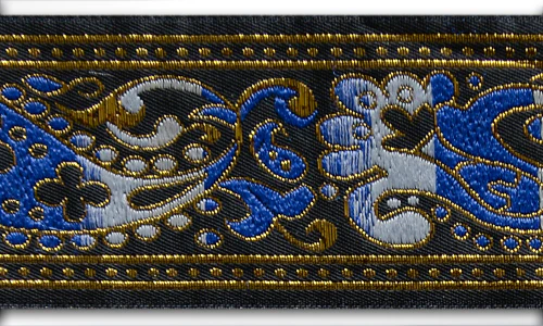 1 1/2" Gold Metallic Ombré Paisley Black Woven Ribbon