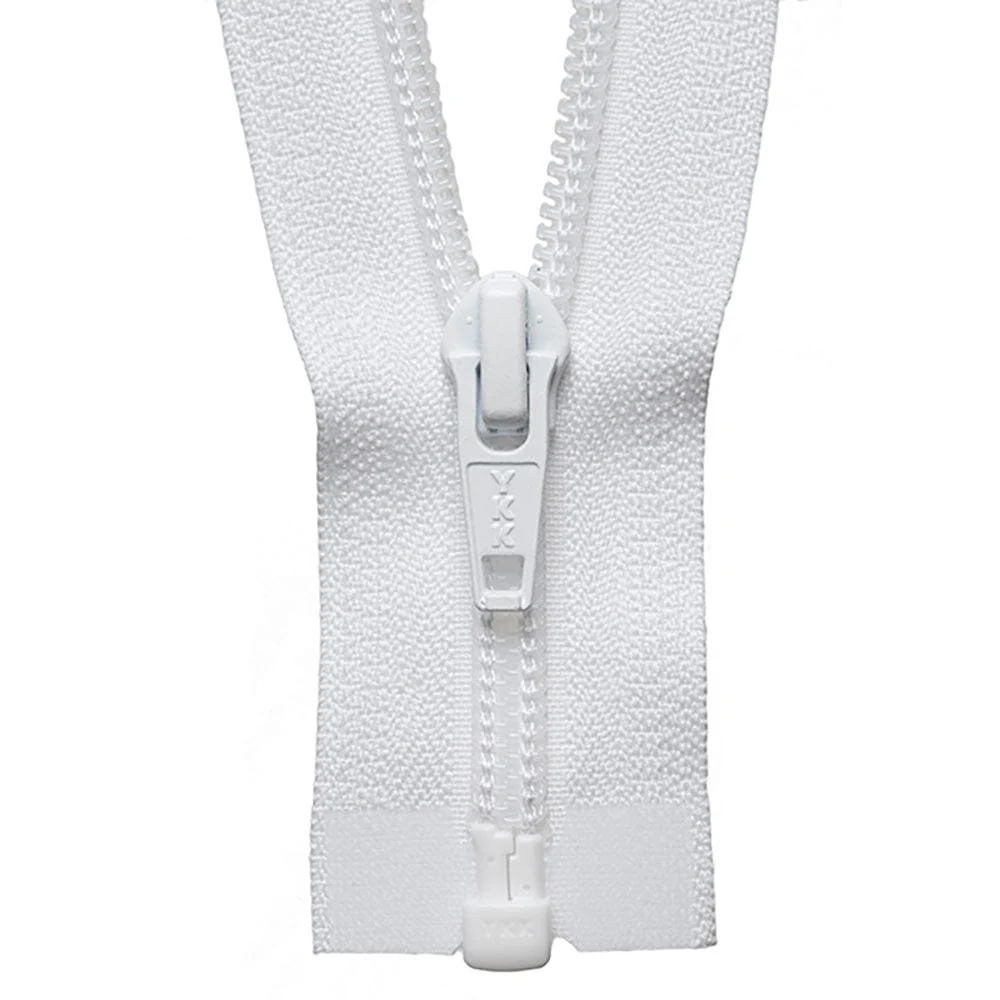 YKK Nylon Open End Zip 56cm / 22 inch: White (Colour 501)
